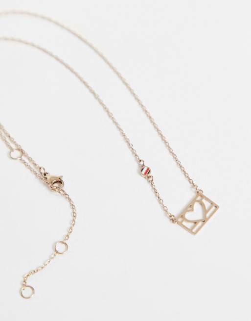 Collar dorado rosa con charm de corazón de Tommy Hilfiger , 3 de 4