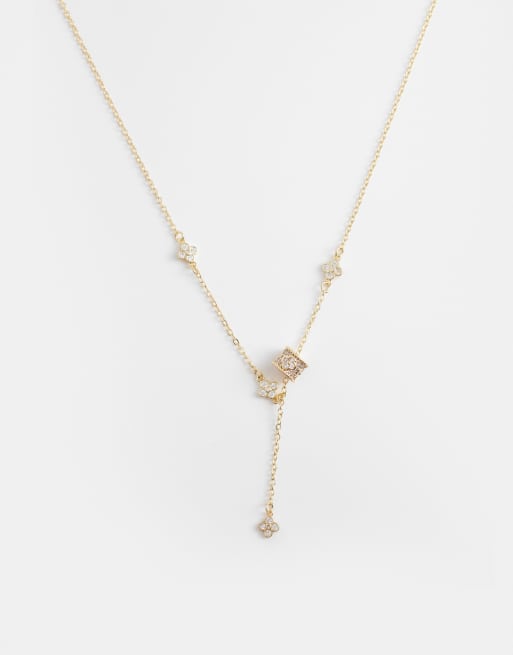 Collar dorado tipo reata con tres tréboles Joliena de ALDO