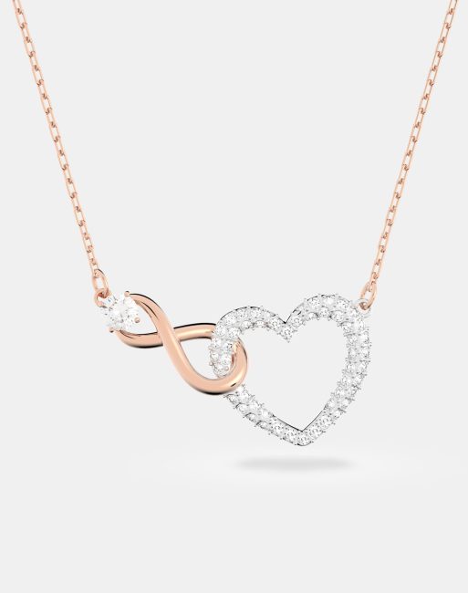Collar en tonos metálicos variados con colgante de corazón e infinito Hyperbola de Swarovski , 2 de 4