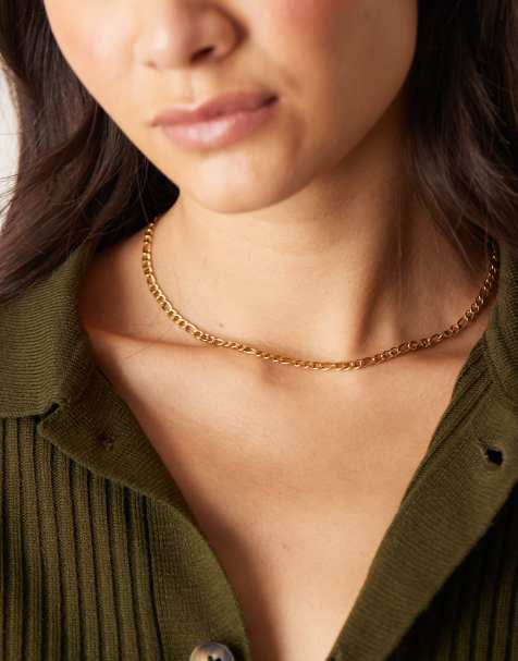 Collar estilo cadena fígaro de acero inoxidable chapada en oro de 18 quilates de Lost Souls - view 1
