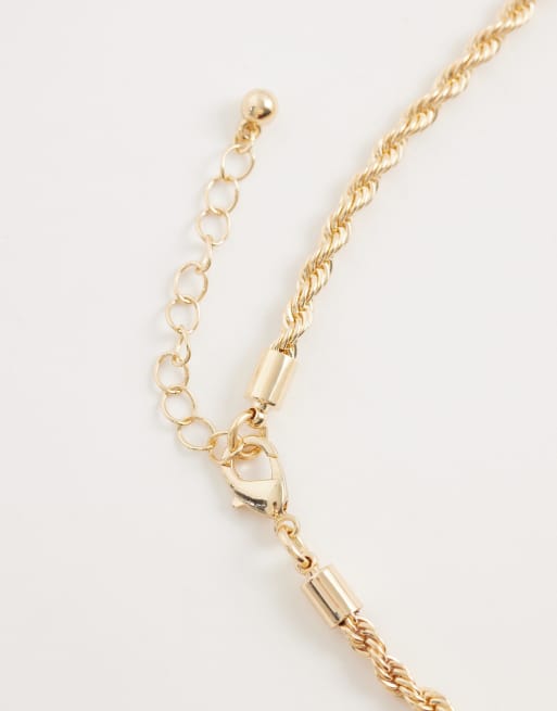 Collar largo dorado con cadena estilo cuerda y colgante de estilo boho de Reclaimed Vintage, 3 de 4