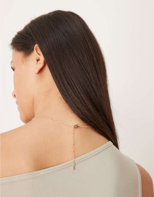 Collar largo dorado con diseño celestial de cristales de DesignB London, 4 de 4
