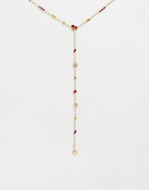 largo tipo reata en con discos repujados y pedrería veranega de ASOS DESIGN | ASOS