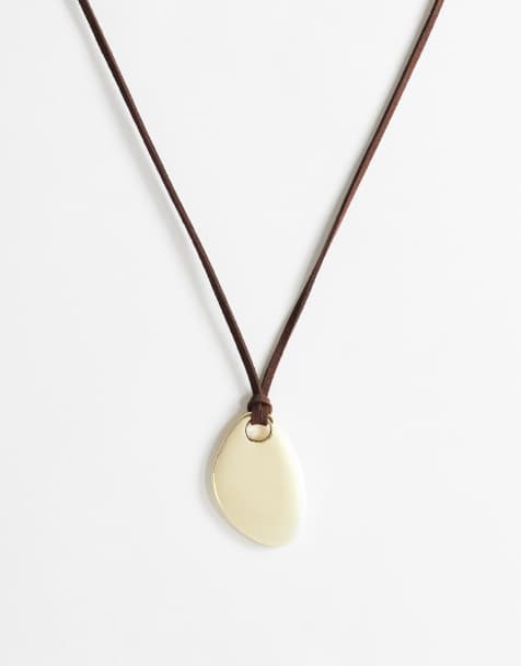 Collar marrón de cordón con colgante dorado Leila de Topshop - view 1