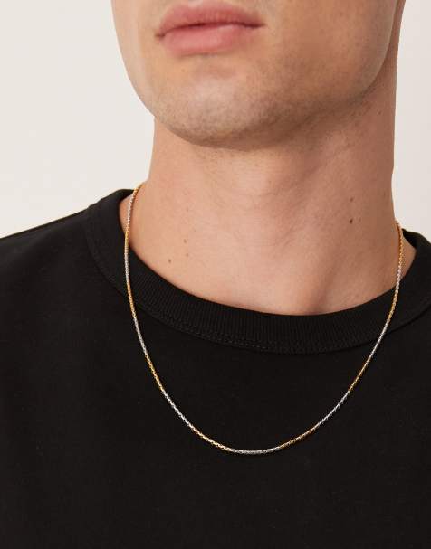 Collar multicolor de cadena efecto metales variados de acero inoxidable resistente al agua de ASOS DESIGN - view 1