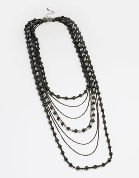 Collar negro de varias hileras con cuentas de Lovisa - view 1