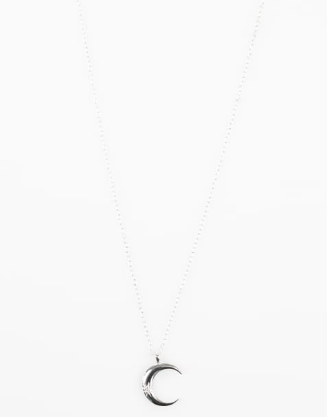 Collar plateado con charm de luna creciente de plata de ley de Lovisa - view 1