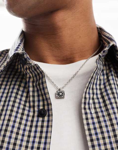 Collar plateado con colgante rectangular de ojo de Classics 77 - view 1