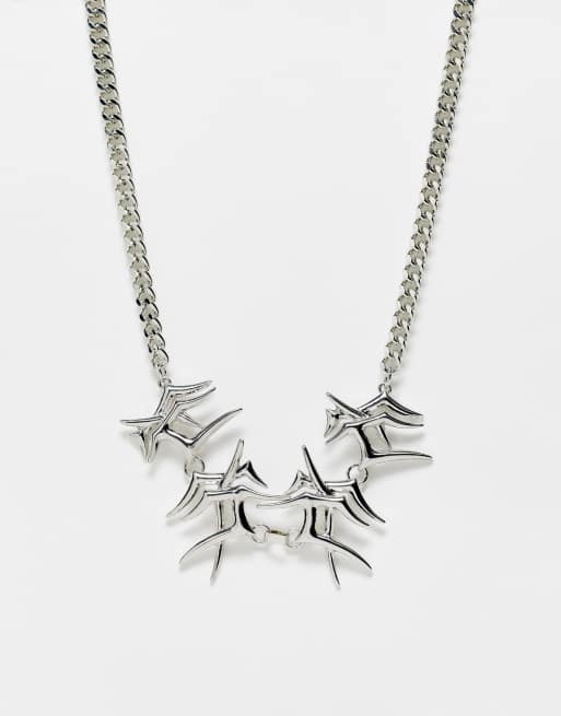 Collar plateado con diseño gráfico estilo tatuaje de ASOS DESIGN