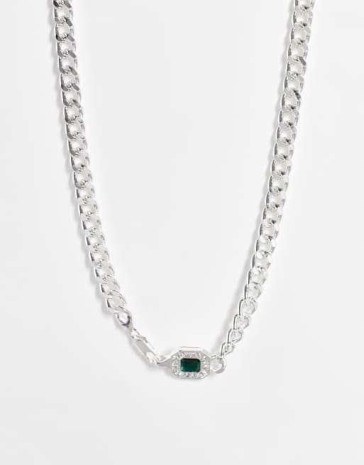 Collar plateado con piedra y cierre de mosquetón de WFTW