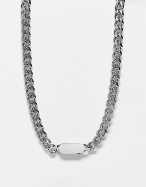 Collar plateado con placa identificativa pequeña de acero inoxidable de Lost Souls