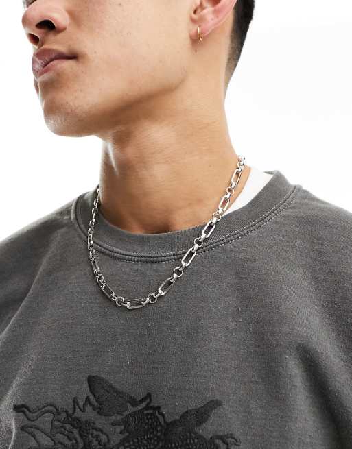 Collar plateado de 66 cm de eslabones variados de WFTW 