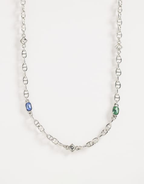 Collar plateado de cadena con piedras de ASOS DESIGN - view 1