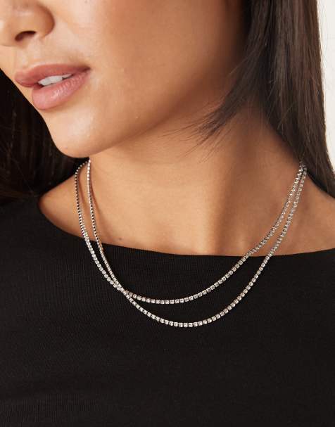 Collar plateado de cadena con strass de DesignB London - view 1