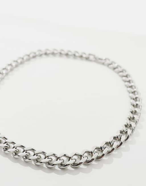 Collar plateado de cadena de 13 mm corta gruesa con cierre de acero inoxidable resistente al agua de ASOS DESIGN, 2 de 4