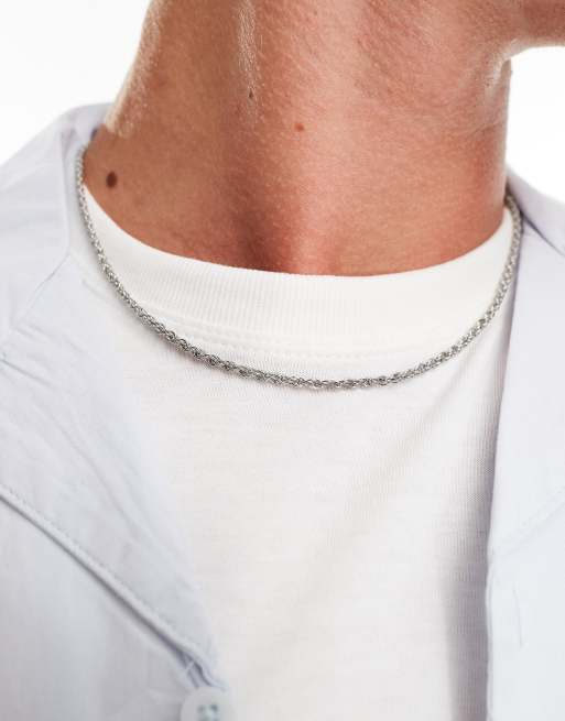 Collar plateado de cadena de cordón de acero inoxidable resistente al agua de ASOS DESIGN   , 4 de 4