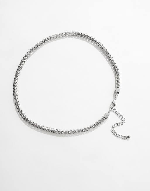 Collar plateado de cadena de eslabones cuadrados de acero inoxidable resistente al agua de ASOS DESIGN , 2 de 4