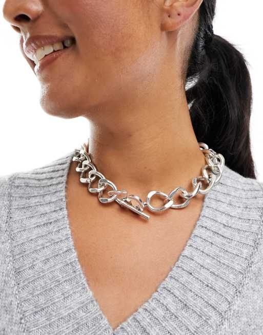 Collar plateado de cadena gruesa de Mango