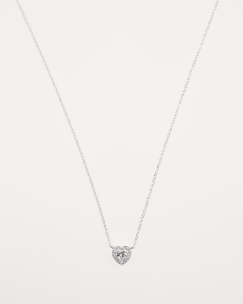 Collar plateado de plata de ley con colgante en forma de corazón con circonitas Halo Heart de Lovisa - view 1