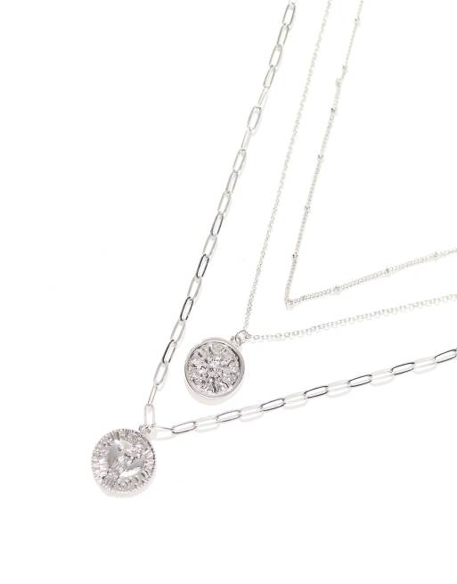 Collar plateado de varias cadenas con charms de monedas de Pieces, 3 de 3
