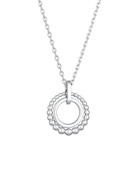 Collar plateado elegante con colgante circular de anillas con esferas y cristales de Elli - view 1
