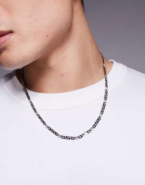 Collar plateado estilo cadena de grecas con cristales de ASOS DESIGN - view 1