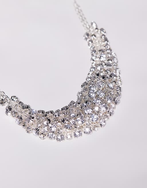 Collar plateado llamativo con diseño de cristales de edición limitada de ASOS DESIGN, 2 de 3