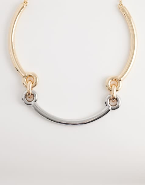 Collar plateado rígido con detalle de anilla de ASOS DESIGN - view 1