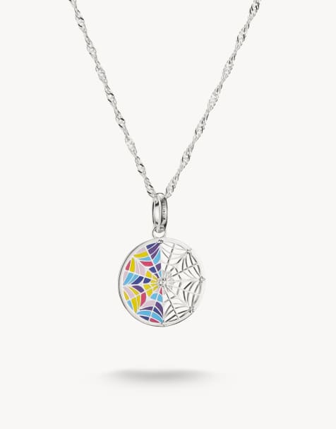 Collar plateado, rosa, violeta y azul con colgante dividido de Thomas Sabo - view 1