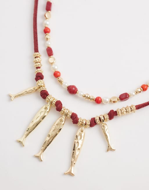 Collar rojo de cuentas Catch of the Day de Accessorize, 3 de 4