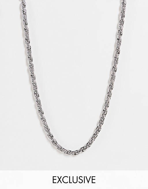 Hombre Other | Collar unisex de cadena retorcida de plata inoxidable de Reclaimed Vintage Inspired - FP23992