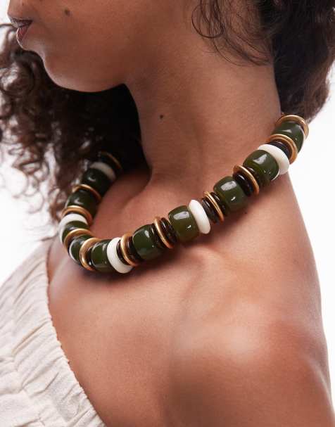 Collar verde de mezcla de cuentas combinadas de la colección con Kaia Gerber de Mango - view 1