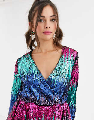 asos multi coloured sequin dress