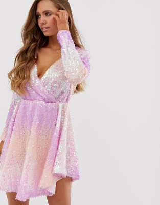 pink ombre sequin dress