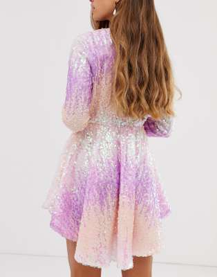 pink ombre sequin dress