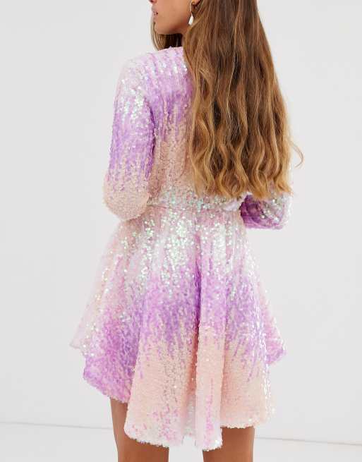 Pink and 2025 purple sequin dress