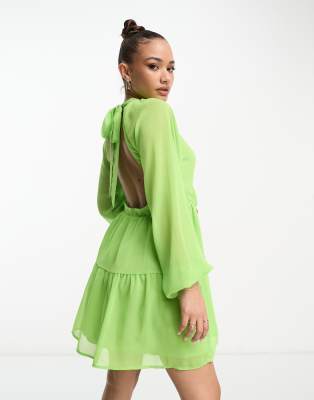 Collective the Label backless tiered mini dress in apple green - ASOS Price Checker