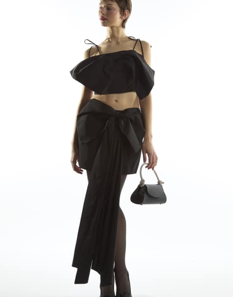 Collective The Label Bow mini skirt in black - view 1