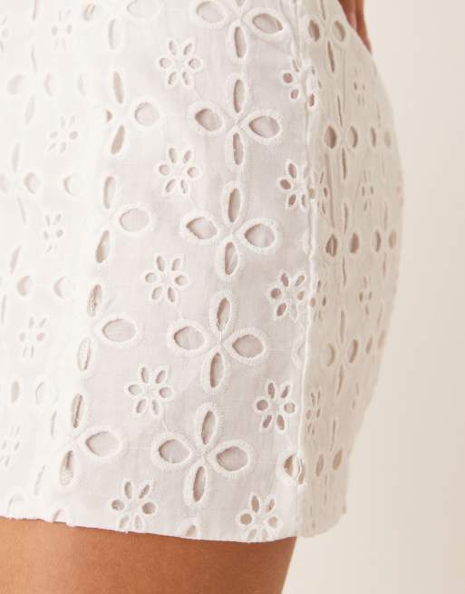 Collective The Label Broderie mini skirt in white broderie, 5 of 5