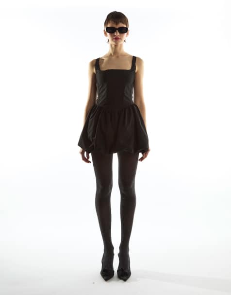 Collective The Label Bubble hem corset mini dress in black