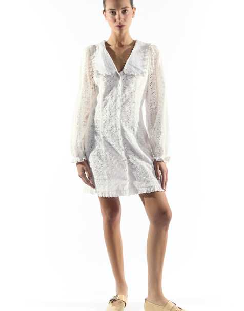 Collective The Label Button down mini dress in white - view 1