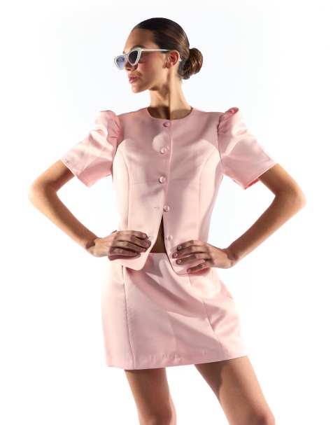 Collective The Label Button through structured top in light pink - view 1