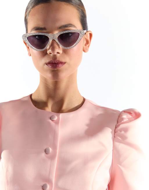 Collective The Label Button through structured top in light pink, 4 of 4