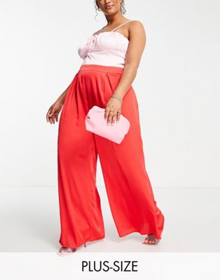 Collective the Label Curve exclusive contrast wide leg jumpsuit in red colour block