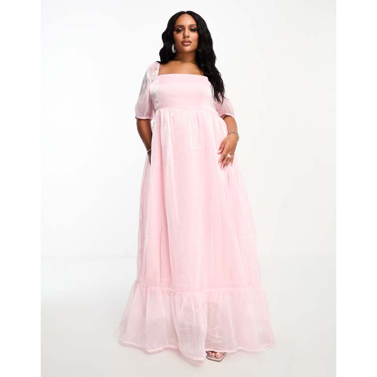 Collective the Label Curve exclusive empire maxi dress in metallic pink