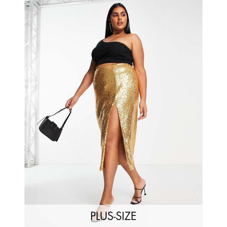 Plus size sequin shop skirt vs flank