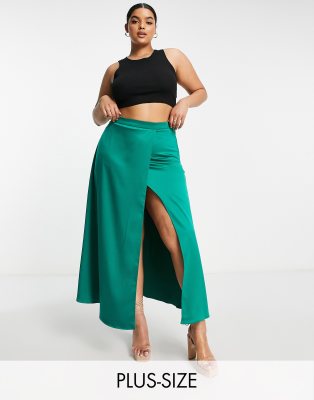 Collective the Label Curve exclusive split midaxi skirt co-ord in emerald - ASOS Price Checker