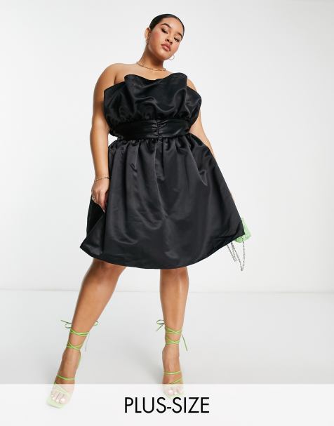 Collective the Label Curve exclusive structured bandeau mini dress in black - view 1