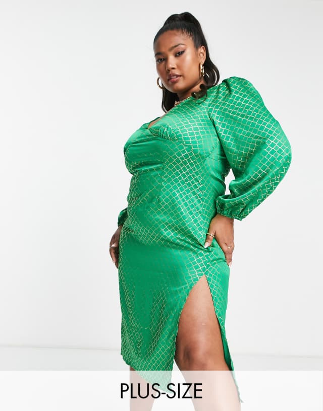 Collective the Label Curve exclusive thigh split midi dress in emerald