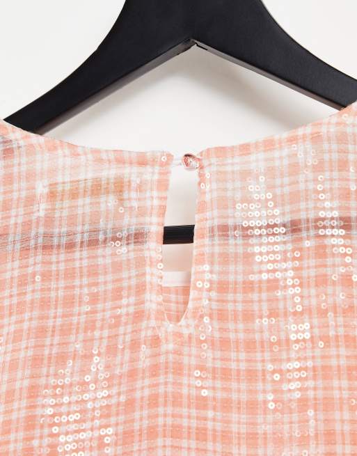 Collective the Label Curve - Metallisk smock-minikjole med tern og pailletter, 3 af 4
